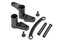 HPI Racing steering post set for RS4 Sport 3, including black plastic steering arms, posts, and metal screws on a white background.