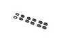 A set of ten small black oval-shaped plastic chain tension adjusters arranged in pairs on a white background.