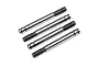 Four HPI Racing 3.0x28mm metal shock shafts for RC cars, arranged diagonally on a white background.