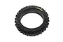 A black 1/4 scale RC motorcycle rear tyre with Dunlop Geomax MX53 tread pattern and foam insert, isolated on a white background.