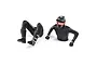 Losi MX Rider figure for RC motorcycle, featuring a black torso with helmet and separate black legs with boots, isolated on a white background.