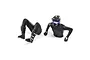 Losi MX Rider figure for RC motorcycle, featuring a separate torso with helmet and legs, finished in black with white and blue accents.
