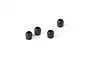 Four small black metal pivot balls for HPI RC cars arranged on a white background.
