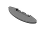 A grey hard foam front bumper for an RC car, featuring a curved shape and mounting cutouts, isolated on a white background.