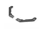 Two carbon fibre body post holder plates for an RC car, featuring a woven texture and multiple mounting holes.