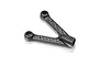 XRAY carbon fibre fusion front upper suspension arm for RC cars, featuring a V-shaped design with visible carbon weave inserts and an embossed X logo.