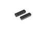 Two small rectangular carbon fibre battery plate shims with three holes each, shown against a white background.