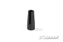 A black, conical RC antenna mount with a vertical slit, isolated on a white background.