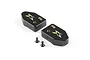 Two black XRAY 50g balancing weights with gold logos and two small black mounting screws on a white background.