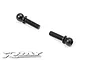 Two black metal 4.9mm ball end screws for RC cars on a white background.