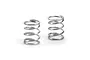 Two silver-coloured metal RC shock springs standing upright against a plain white background.