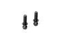 Two black metal ball ends with threaded shafts for RC car suspension, shown against a white background.