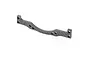 A curved XRAY carbon fibre rear bulkhead brace for RC cars, featuring a woven texture and multiple mounting holes.