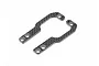 Two XRAY carbon fibre rear wing side plate holders for RC cars, shown on a white background.