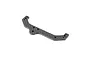 A black carbon fibre rear pod upper plate for an RC car, featuring a curved design with multiple mounting holes.