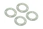 Four circular grey paper differential gaskets arranged on a plain white background.