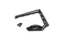 A black aluminium carry handle for a Futaba 10PX transmitter by Yeah Racing, shown with two mounting screws on a white background.