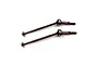 Two brown metal CVD driveshafts for RC cars, featuring a ball joint end and a threaded axle end, isolated on a white background.