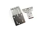 Two silver stainless steel RC skid plates from Yeah Racing, showing front and rear mounting components with pre-drilled holes and slots.