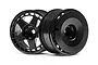 Two black HPI Fifteen52 Turbomac RC rims shown from different angles against a white background.