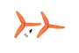 Two orange three-blade RC helicopter tail rotors with two small black screws and two metal washers on a white background.