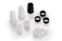 Axial differential output set containing various plastic gears, output shafts, and spacers on a white background.