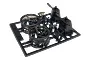 A black plastic sprue containing two scale model steering wheels and two steering column components from Pandora RC.