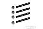 Four black steel wheel axles and four silver nylon lock nuts arranged on a white background, with the MIP logo in the corner.
