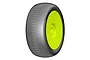 A single GRP Sonic 1/8 scale RC buggy tyre mounted on a bright yellow dish rim against a white background.