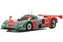 A Kyosho Mini-Z Mazda 787B No.55 Le Mans 1991 pre-painted RC body shell in iconic green and orange Renown livery.