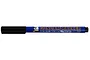 A Mr. Hobby Gundam Marker GM01 black ultra-fine line marker pen with a blue barrel and black cap.