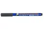 A Mr. Hobby Gundam Marker GM02 in blue with a grey cap, featuring the Gundam logo and Japanese text on the barrel.