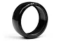 A single black HPI Racing T-Drift RC car tyre with a smooth surface and embossed branding on the sidewall, isolated on a white background.
