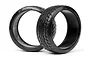 Two black HPI Racing 1.9 inch drift tyres with Yokohama Advan Neova tread patterns, shown against a white background.