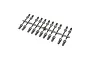A grey plastic parts tree containing 22 straight rod ends for RC vehicles, arranged in two rows on a white background.