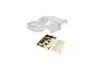 Clear, unpainted ARRMA Senton 6S RC short course truck body shell with included decal sheets on a white background.