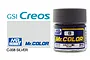 A 10ml glass jar of Mr. Hobby Mr. Color Silver metallic paint with a grey screw-top lid, shown alongside the GSI Creos and Mr. Color brand logos.