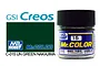 A bottle of Mr. Color IJN Green (Nakajima) semi-gloss model paint, showing the GSI Creos logo and a color swatch.