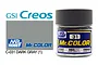 A 10ml glass jar of Mr. Color Dark Gray (1) semi-gloss paint by Mr. Hobby, featuring a blue label and black cap.