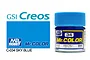 A 10ml jar of Mr. Hobby Mr. Color Sky Blue gloss acrylic paint, showing the blue cap, label with number 34, and brand logos.