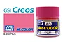 A 10ml jar of Mr. Color Pink Gloss acrylic paint by Mr. Hobby, featuring a pink cap and a blue label with the number 63.