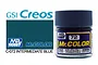 A jar of Mr. Color Intermediate Blue semi-gloss acrylic paint, model C72, shown next to a color swatch and GSI Creos branding.