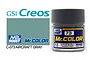 A 10ml jar of Mr. Hobby Mr. Color Aircraft Gray (C-73) gloss acrylic paint, shown with a color swatch and GSI Creos branding.