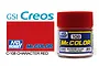 A 10ml jar of Mr. Color Character Red semi-gloss acrylic paint by Mr. Hobby, shown next to a color swatch and brand logos.