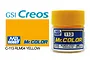 A 10ml jar of Mr. Color RLM04 Yellow semi-gloss acrylic paint by GSI Creos, shown next to a yellow color swatch and branding.