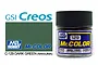 A 10ml jar of Mr. Color Dark Green (Nakajima) semi-gloss acrylic paint, showing the product label and a color swatch.
