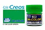 A 10ml bottle of Mr. Color Clear Green gloss acrylic paint by GSI Creos, showing the green cap and label with product number 138.
