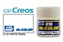 A 10ml jar of Mr. Color White Pearl paint (C-151) by Mr. Hobby, shown with its product label and branding.