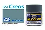 A 10ml glass jar of Mr. Color Grey FS36320 semi-gloss acrylic paint by GSI Creos, shown next to a color swatch and branding text.