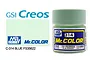 A 10ml jar of Mr. Color Blue FS35622 semi-gloss acrylic paint by GSI Creos, featuring a light green cap and label.